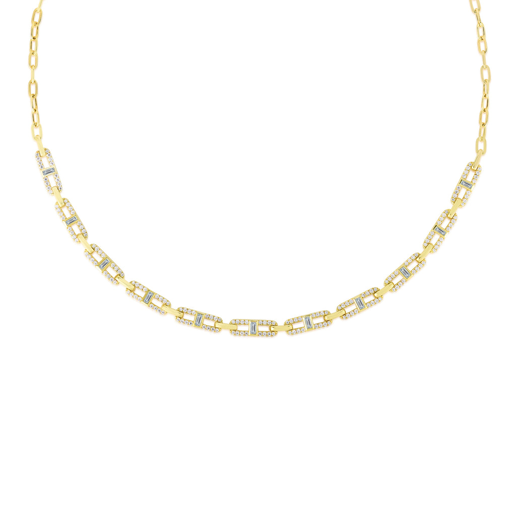 Baguette Link Diamond Necklace