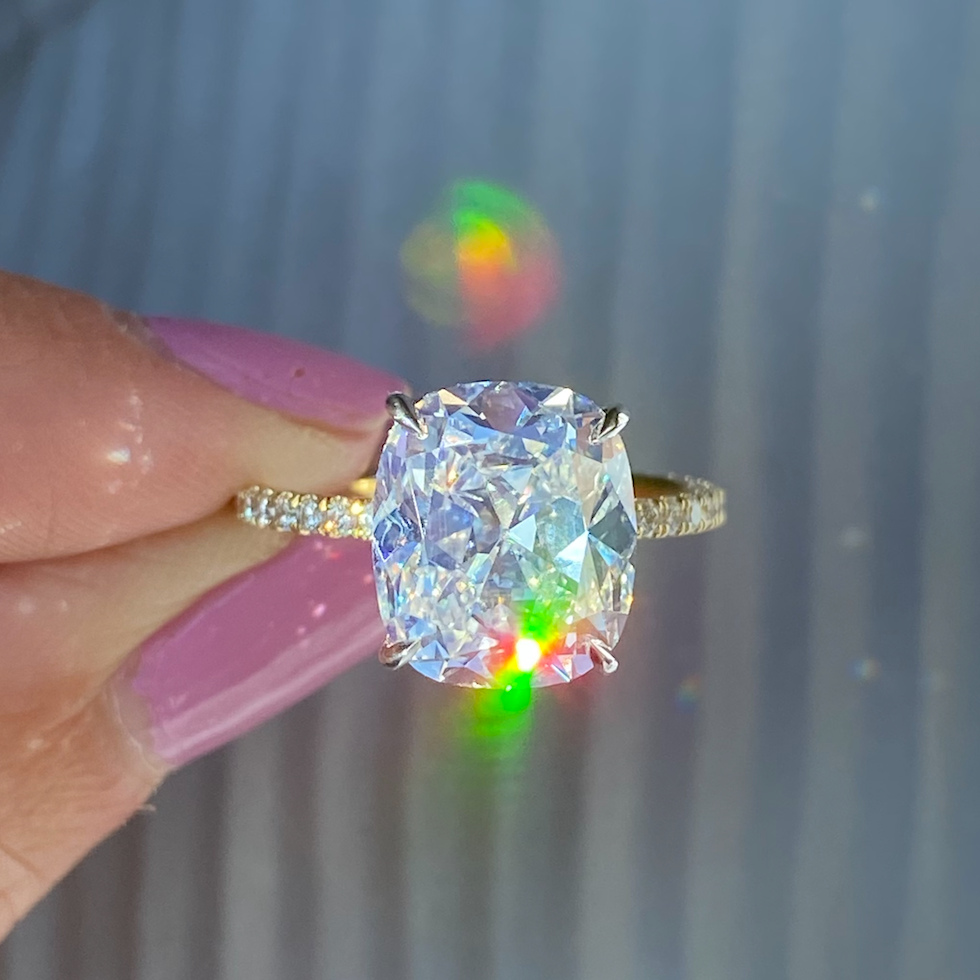 Cushion Brilliant Two Tone Bespoke Diamond Solitaire Ring