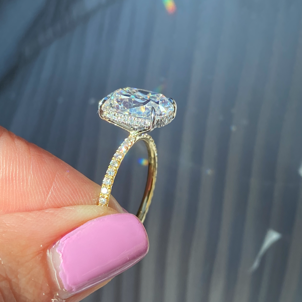 Cushion Brilliant Two Tone Bespoke Diamond Solitaire Ring