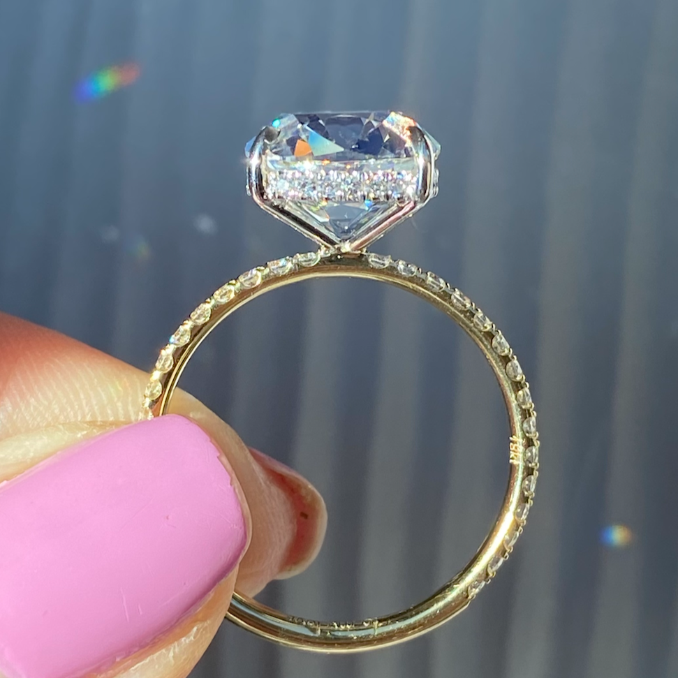 Cushion Brilliant Two Tone Bespoke Diamond Solitaire Ring