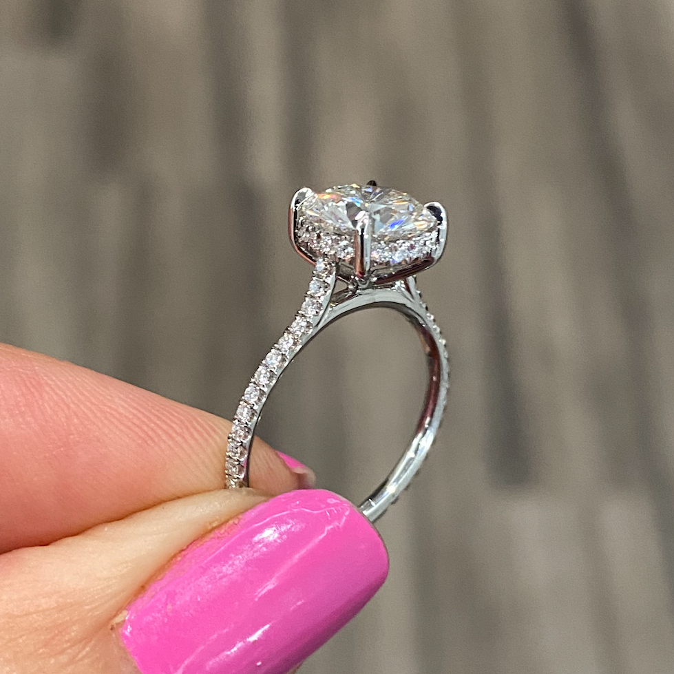 Round Brilliant Cut Diamond Pave Engagement Ring