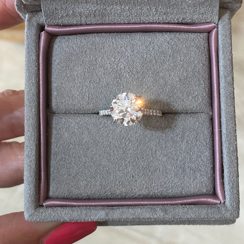 Round Brilliant Cut Diamond Pave Engagement Ring