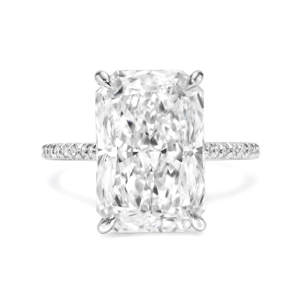 6 carat Radiant Cut Pave Diamond Engagement Ring