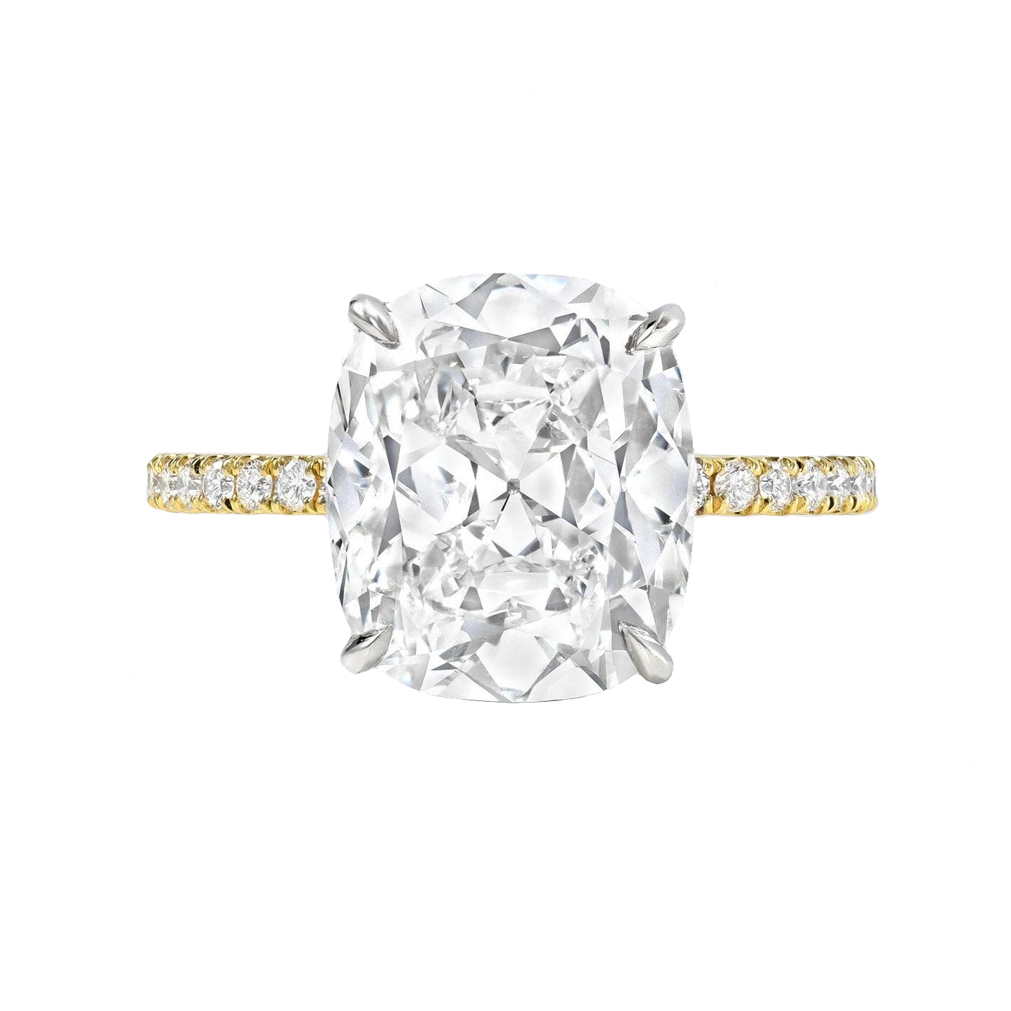 Cushion Brilliant Two Tone Bespoke Diamond Solitaire Ring