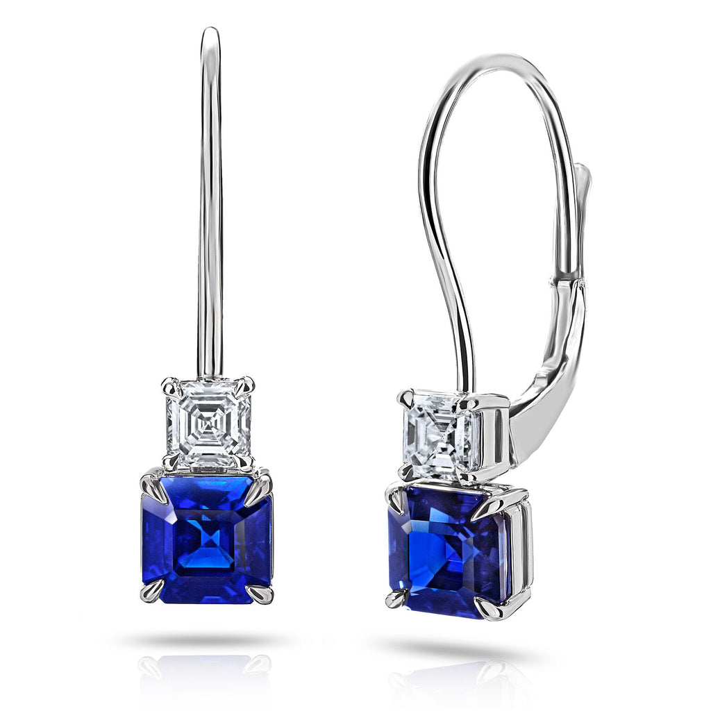 Miss Diamond Ring Ascher Blue Sapphire Earrings with Ascher Diamonds