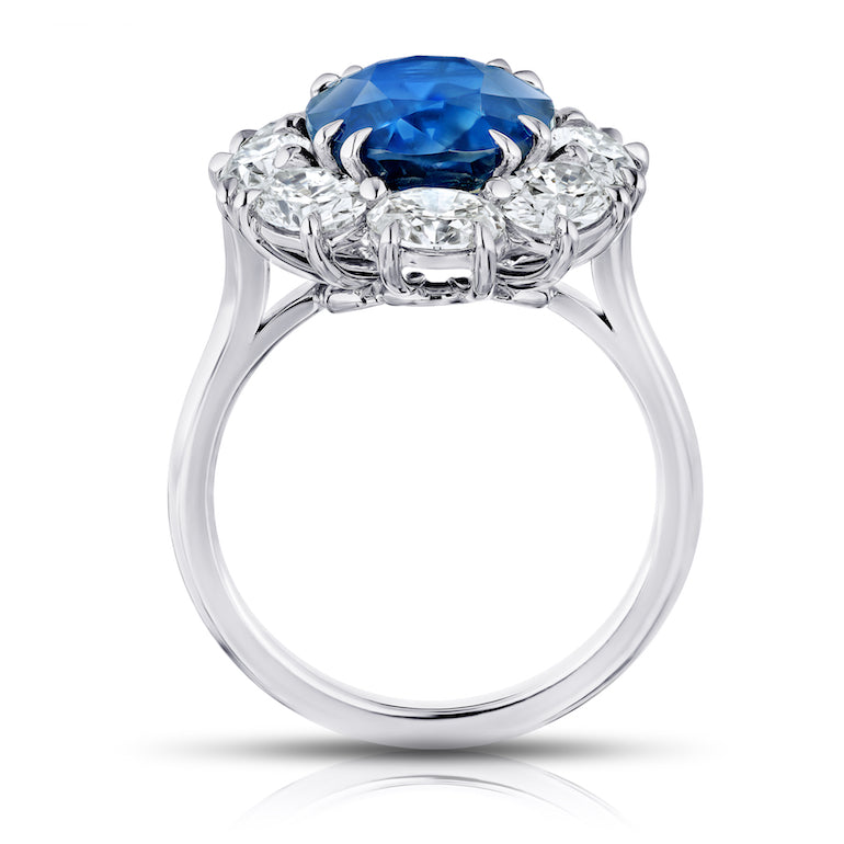4 Ct. Halo Blue Sapphire Ring