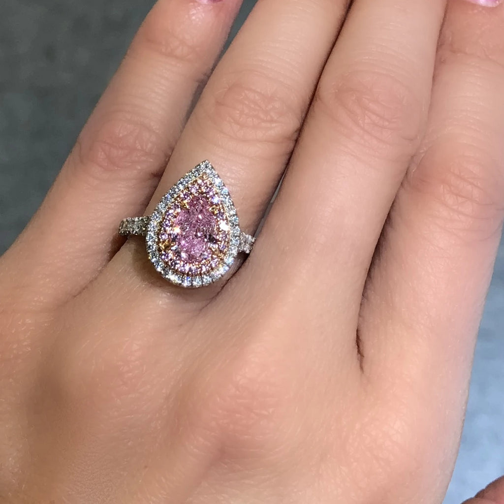 1 Ct. Fancy Pink Pear Shape Diamond Ring