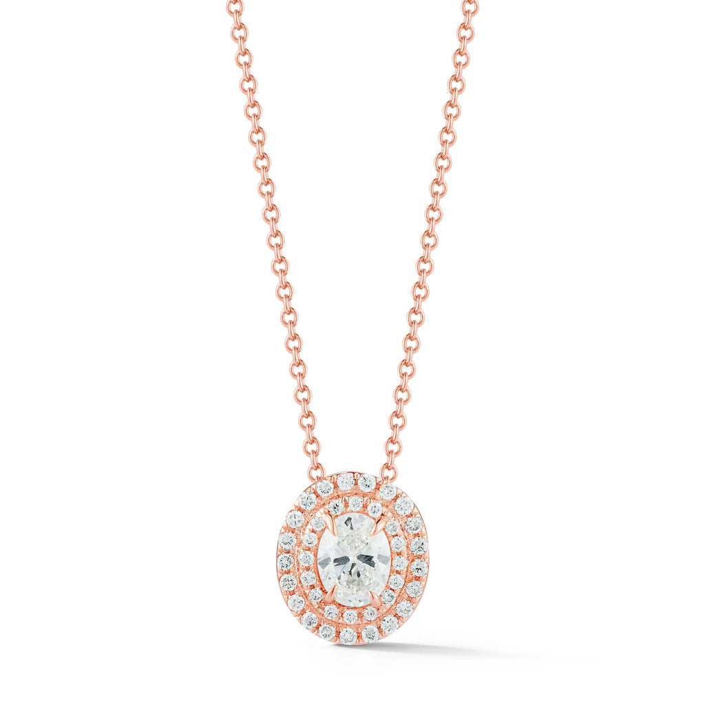 Miss Diamond Ring rose gold pave round necklace pendant