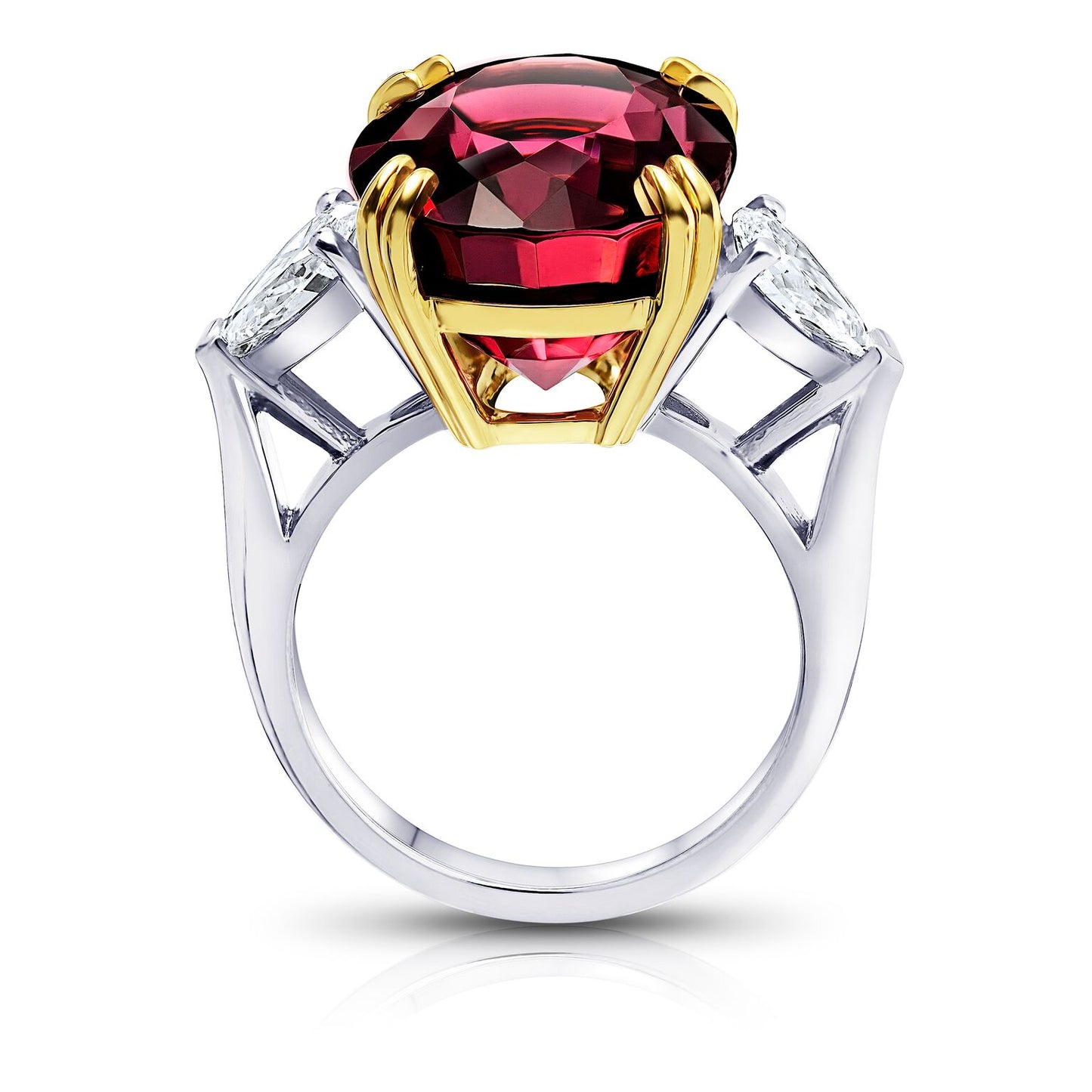 Miss Diamond Ring red Spinel yellow and white gold jewelry