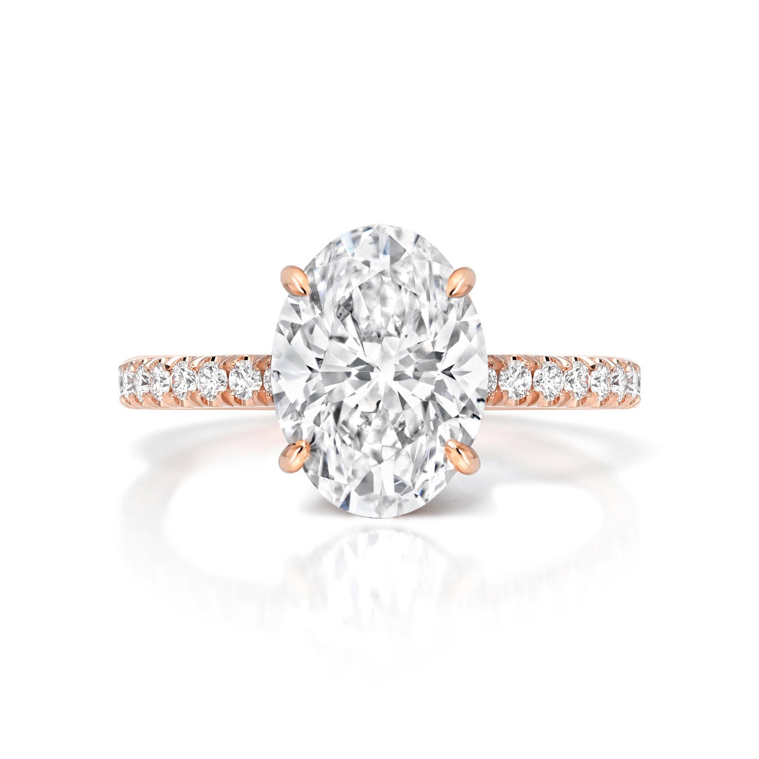 Oval Cut Pave Diamond Rose Gold Engagement Ring – Miss Diamond Ring