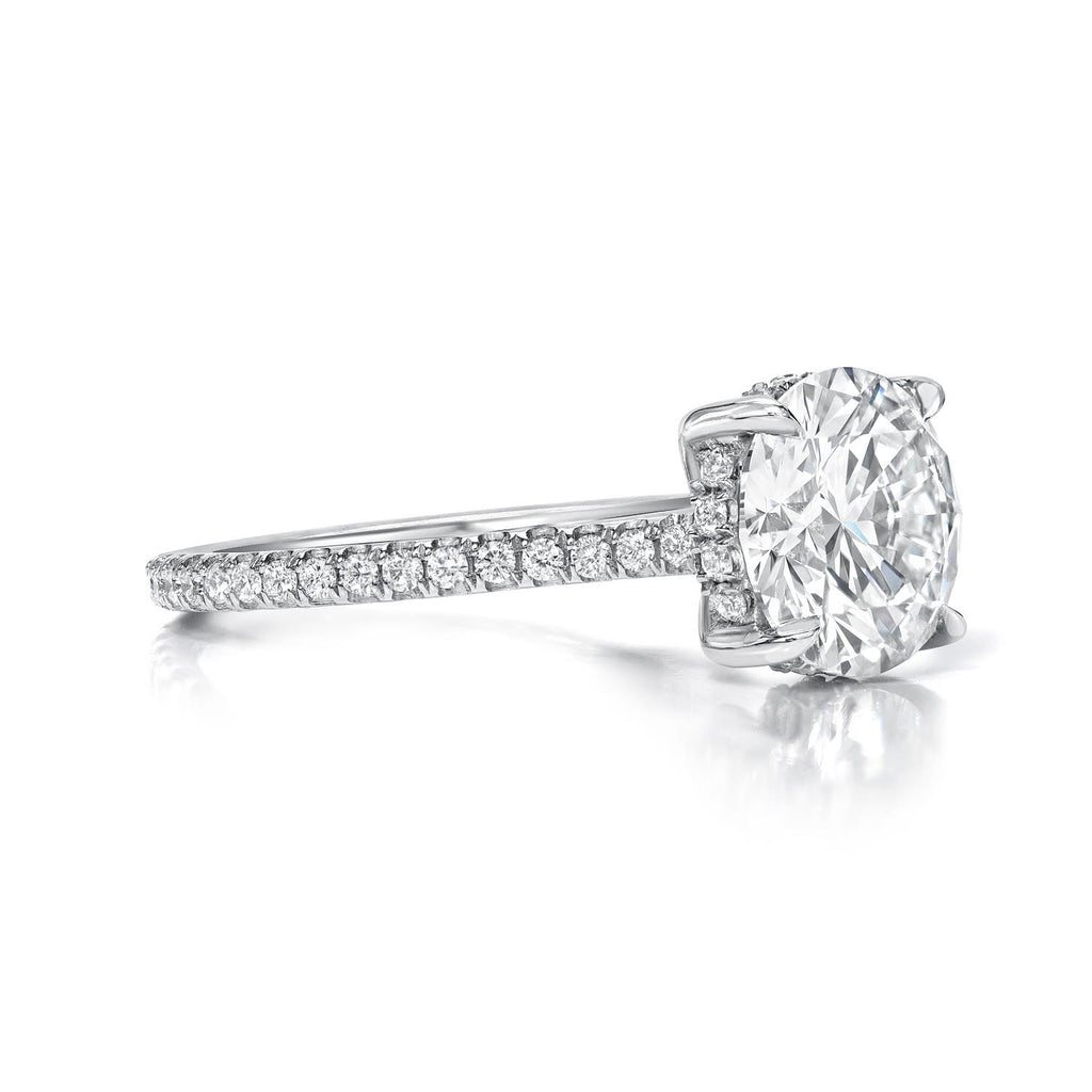 Round Brilliant Cut Diamond Pave Engagement Ring