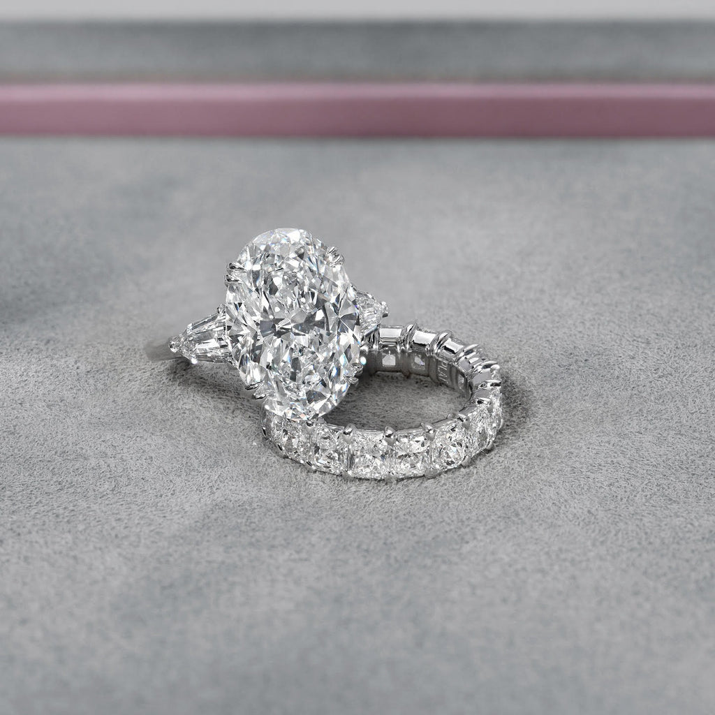 Three Stone Oval Cut Diamond Engagement Ring