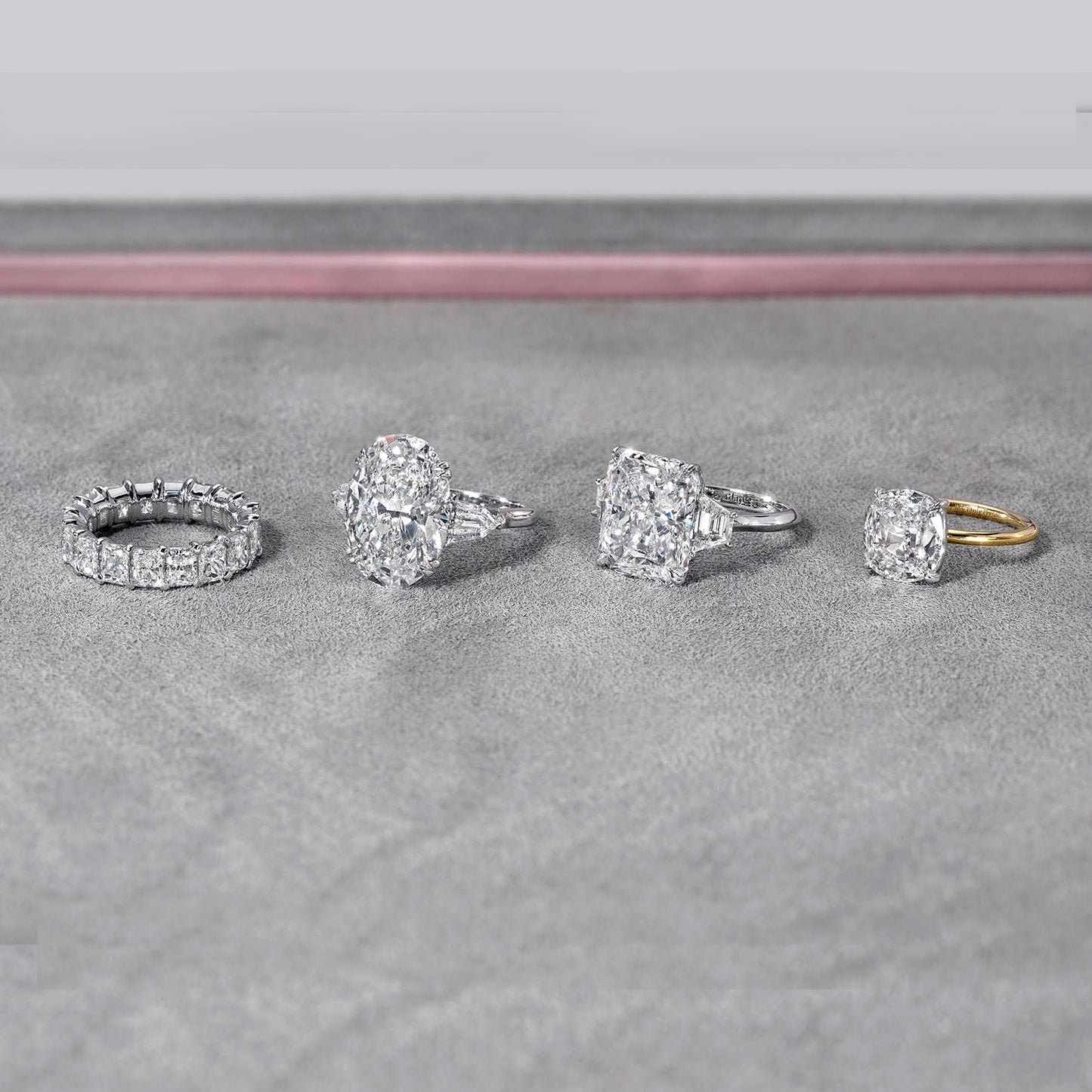 Three Stone Radiant Cut Diamond Engagement Ring