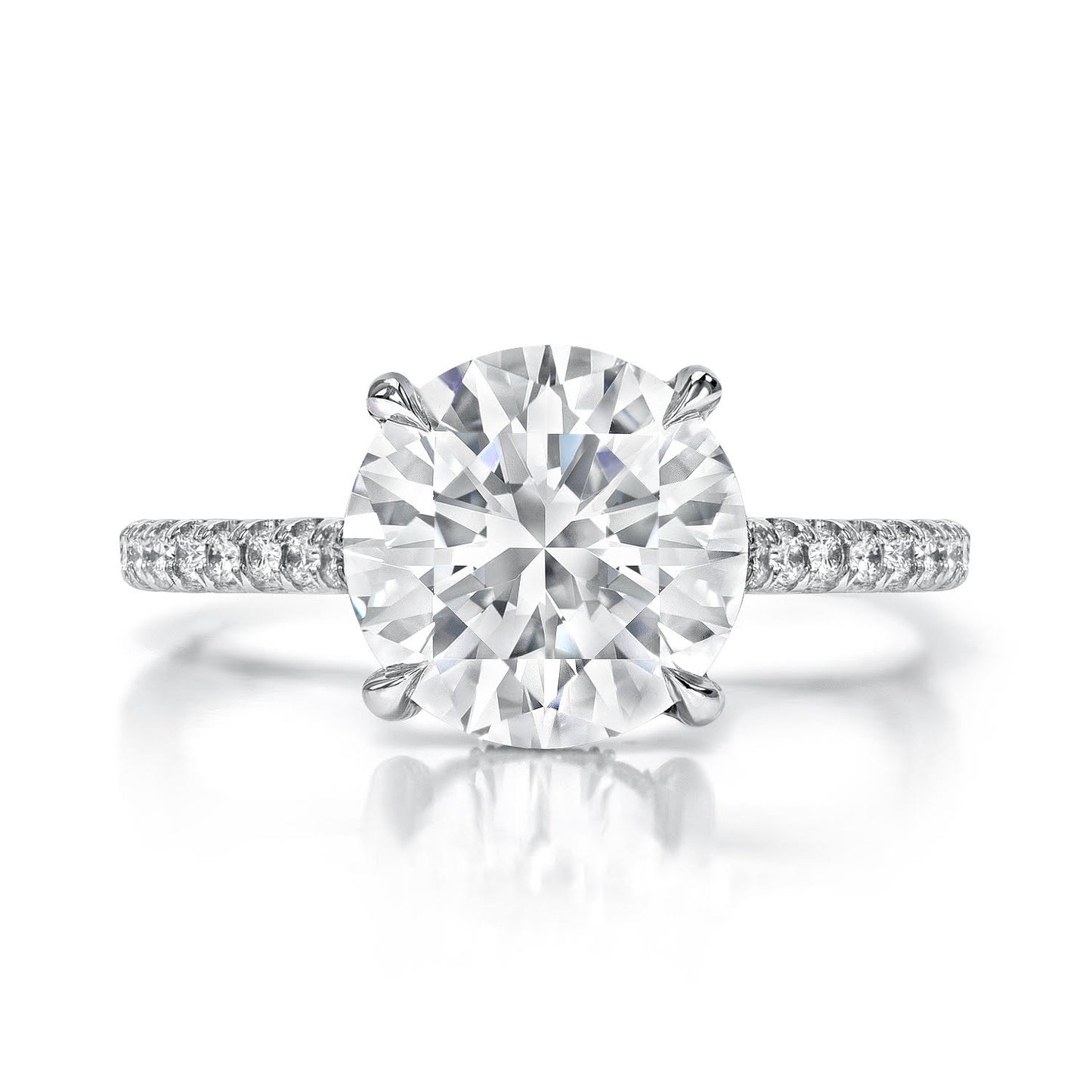 Round Brilliant Cut Diamond Pave Engagement Ring
