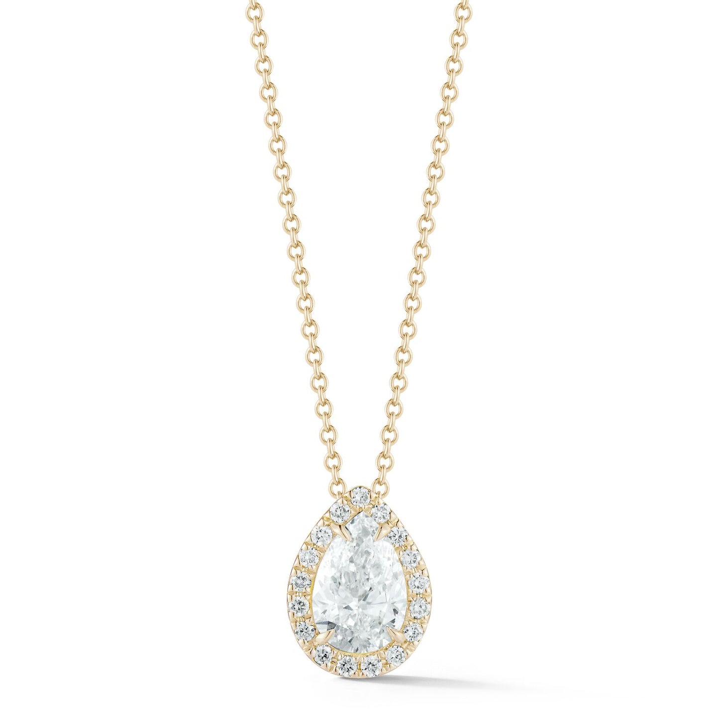 Miss Diamond Ring pear yellow gold pendant necklace