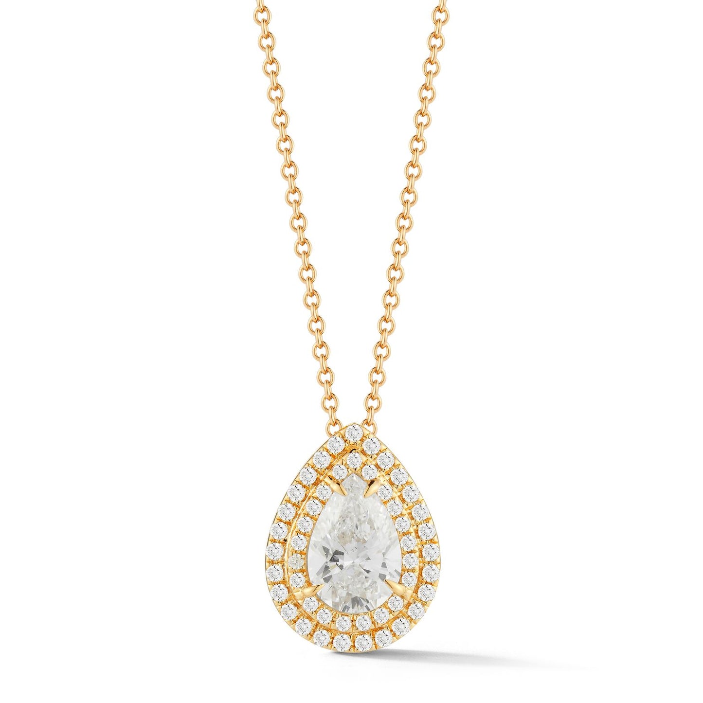 Miss Diamond Ring pear pave necklace pendant in yellow gold