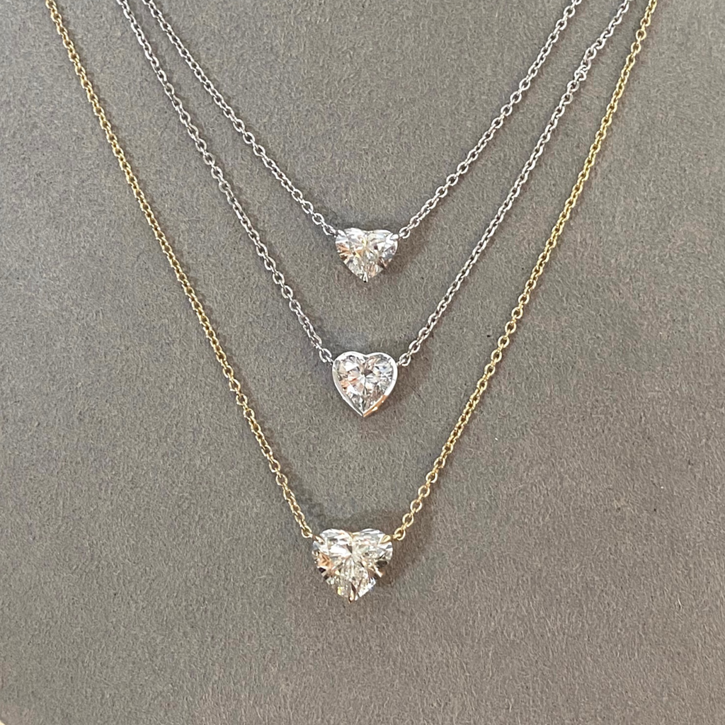 Bezel Heart Shape Diamond Pendant Necklace