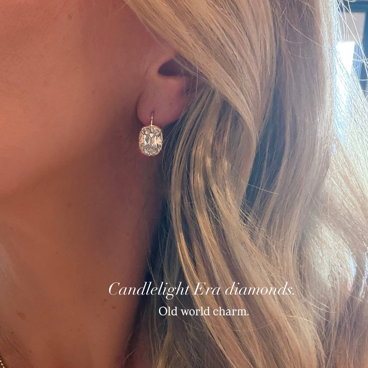 Antique Old Mine Cushion Bezel Earrings