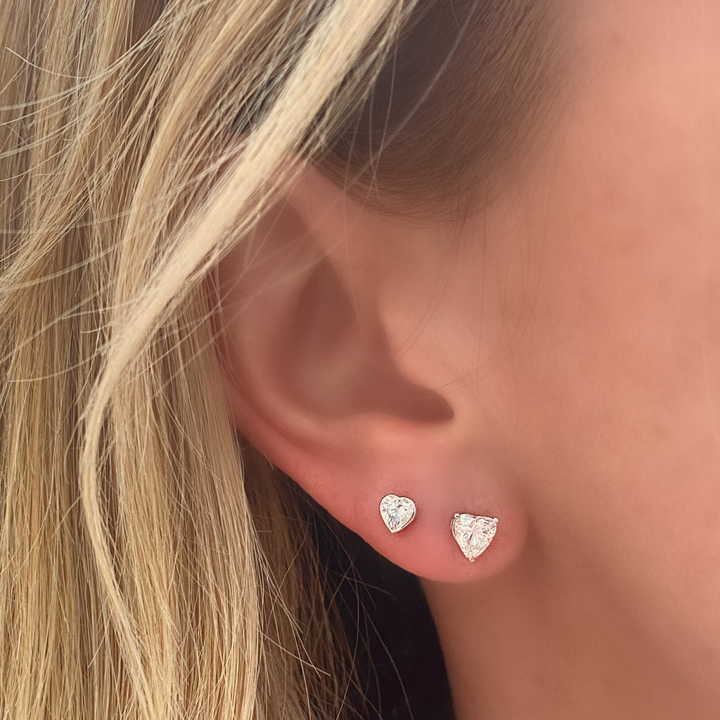 Bezel Heart Shape Diamond Earrings