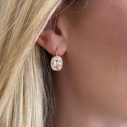 Antique Old Mine Cushion Bezel Earrings