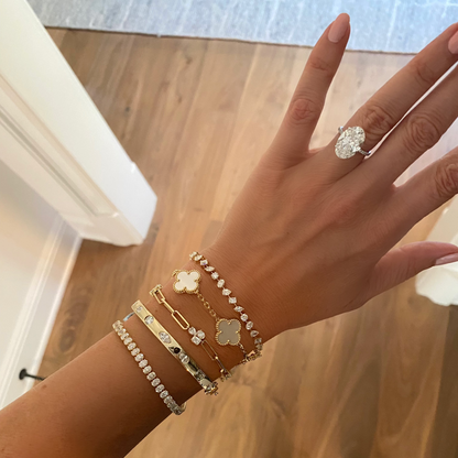 Bold Gold Diamond Inlay Bangle