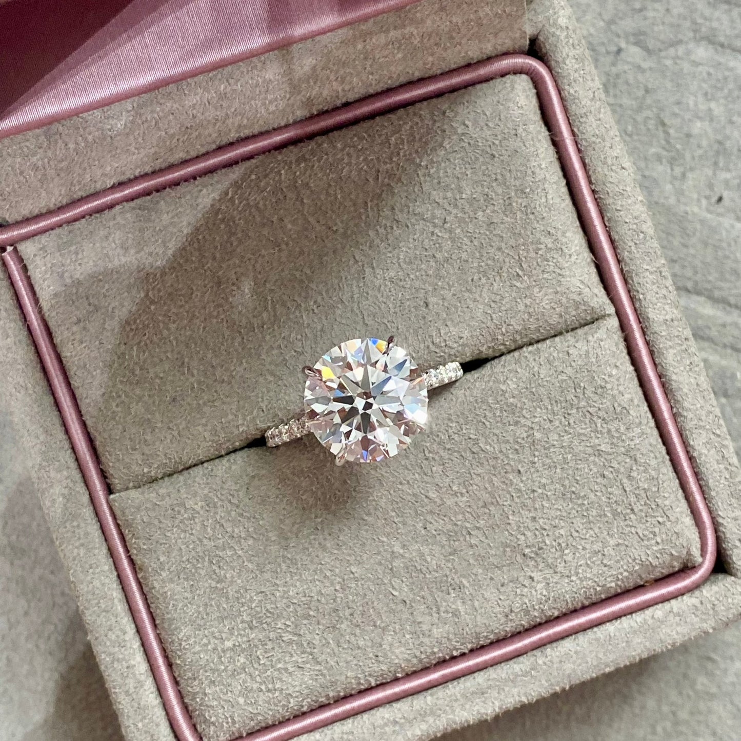 Round Brilliant Cut Diamond Pave Engagement Ring