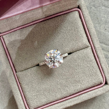 Round Brilliant Cut Diamond Pave Engagement Ring
