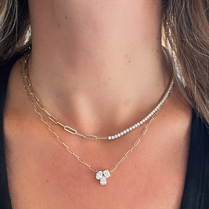 Diamond Paperclip Tennis Necklace