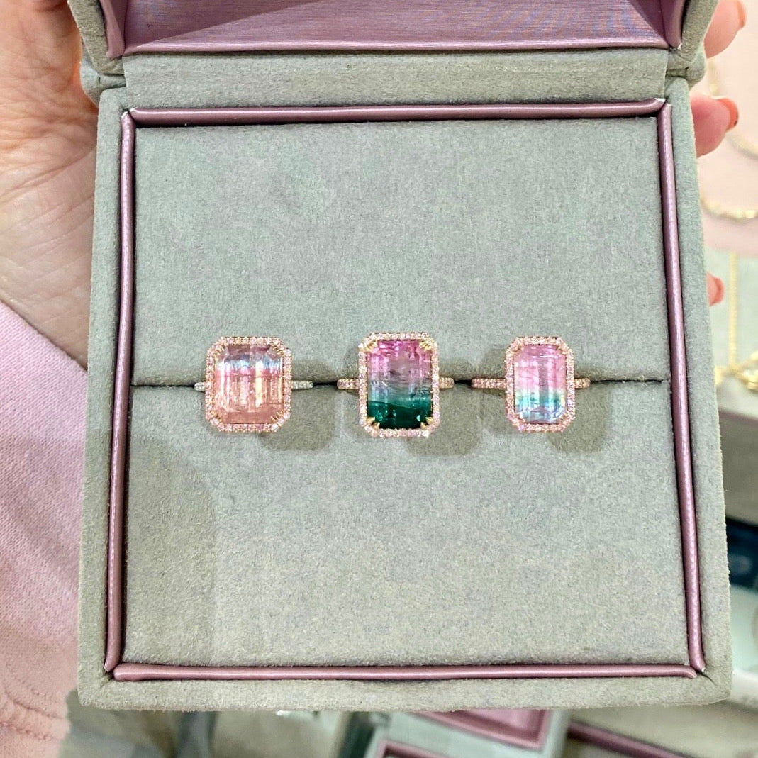 8.6 Carat Elara Bloom Tourmaline Pink Diamond Unicorn Ring