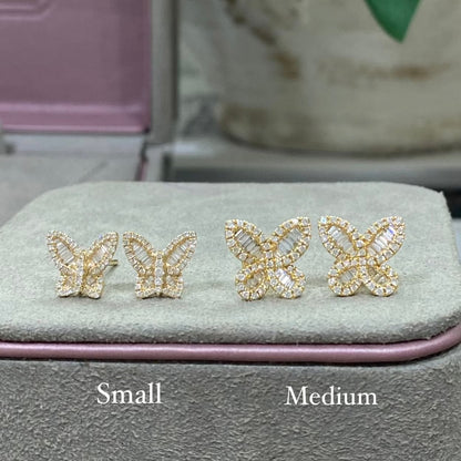 Small Baguette Butterfly Diamond Earrings
