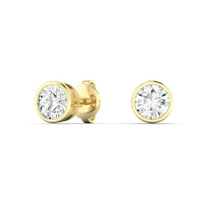 Bezel Round Diamond Earrings