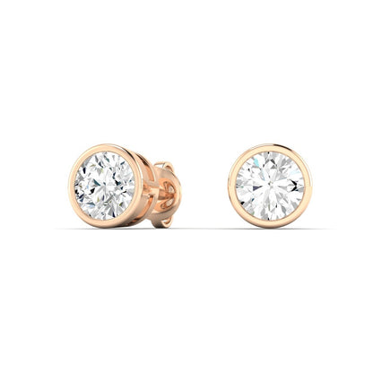 Bezel Round Diamond Earrings