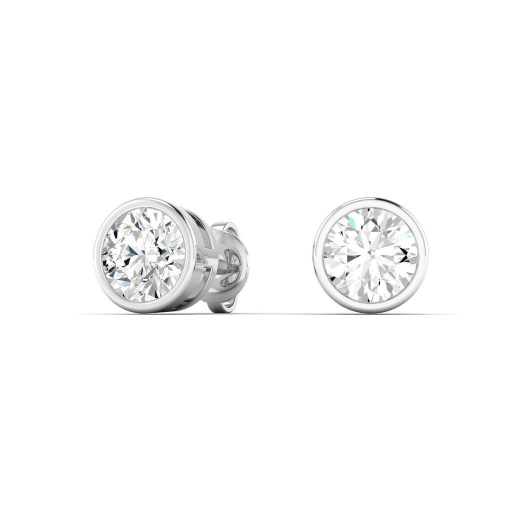 Bezel Round Diamond Earrings