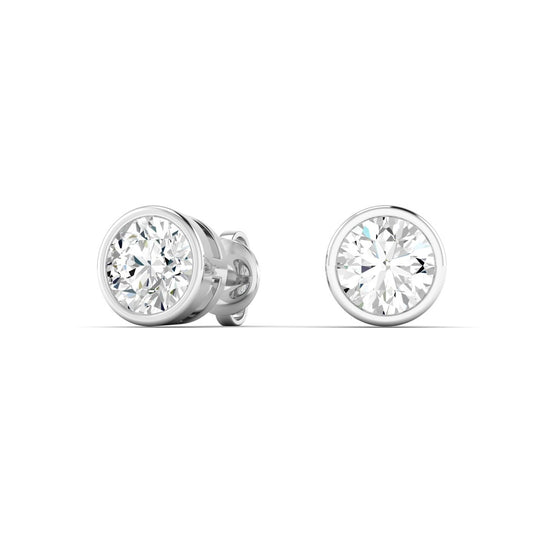 Bezel Round Diamond Earrings