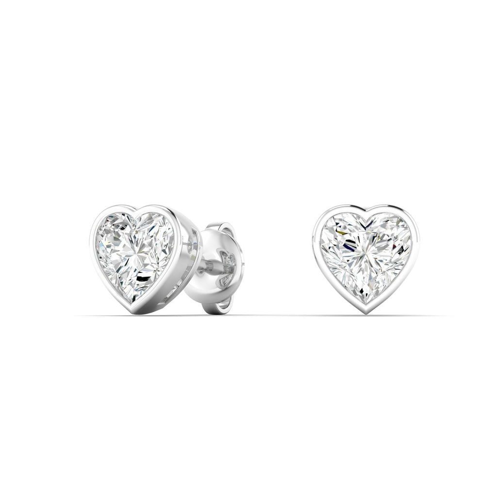 Bezel Heart Shape Diamond Earrings