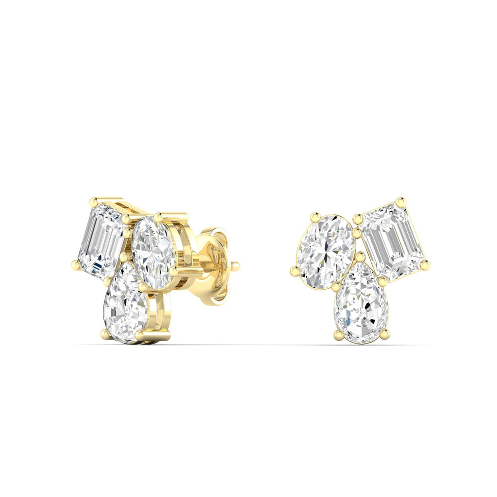 Multi Shape Diamond Cluster Earrings