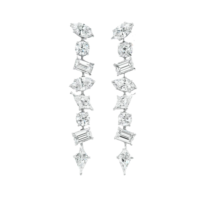 Effervescent Mixed Cut Diamond Drop Earrings
