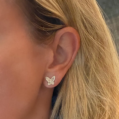 Small Baguette Butterfly Diamond Earrings