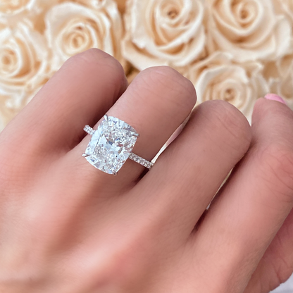 Elongated Cushion Diamond Engagement Ring