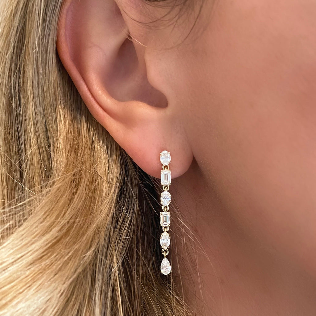 Multi Shape Diamond Drop Earrings