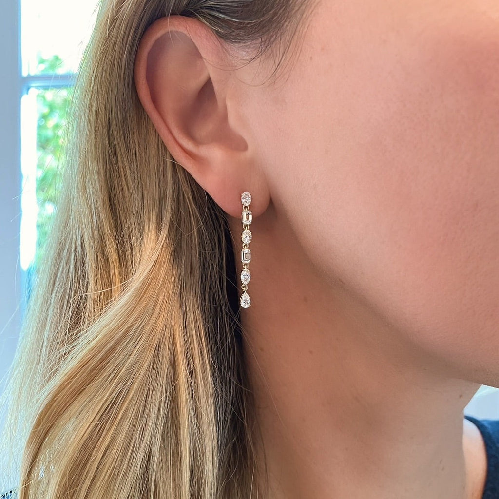 Multi Shape Diamond Drop Earrings