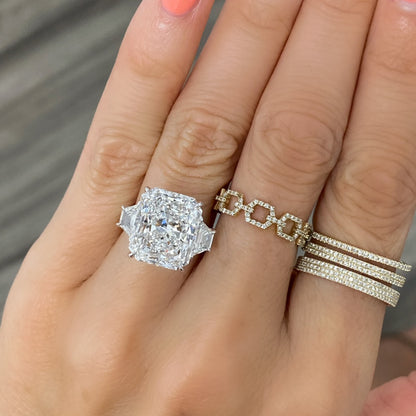 Three Stone Radiant Cut Diamond Engagement Ring
