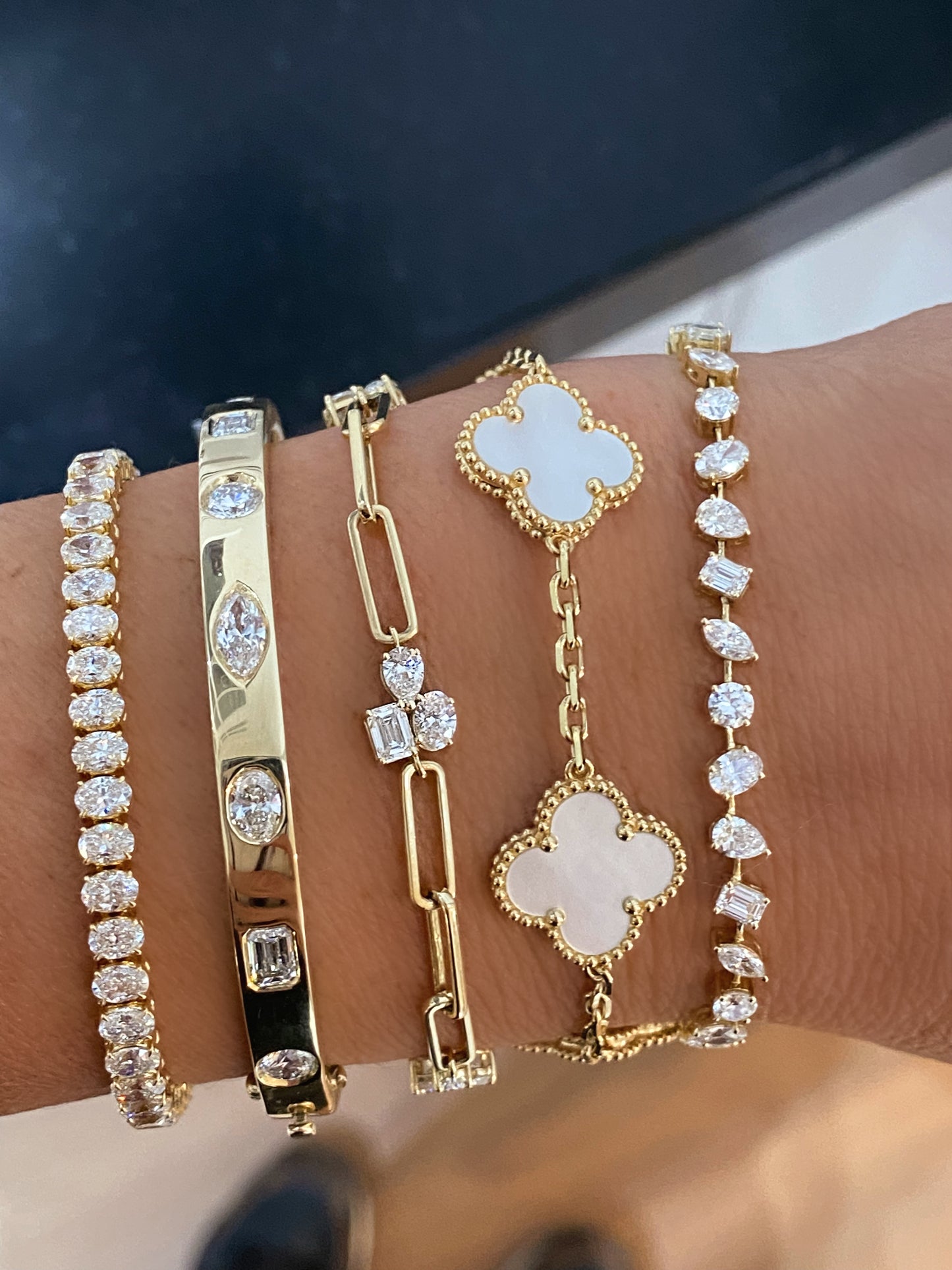 Love All Mixed Shape Diamond Tennis Bracelet