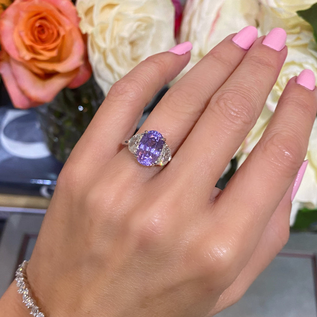 6.5 carat Lavender Diamond Spinel Ring
