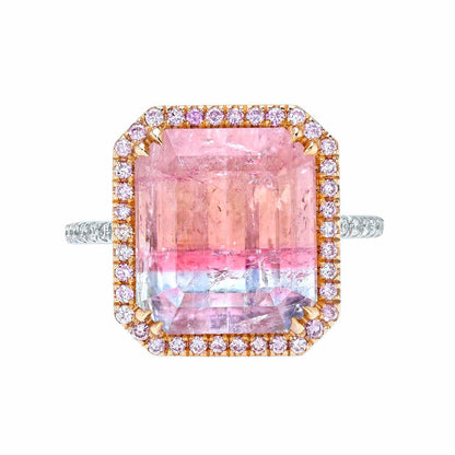 8.6 Carat Elara Bloom Tourmaline Pink Diamond Unicorn Ring