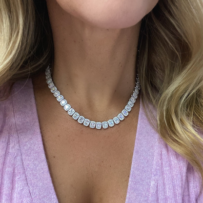 Rare Antique Cushion Diamond Necklace