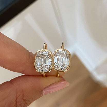 Antique Old Mine Cushion Bezel Earrings