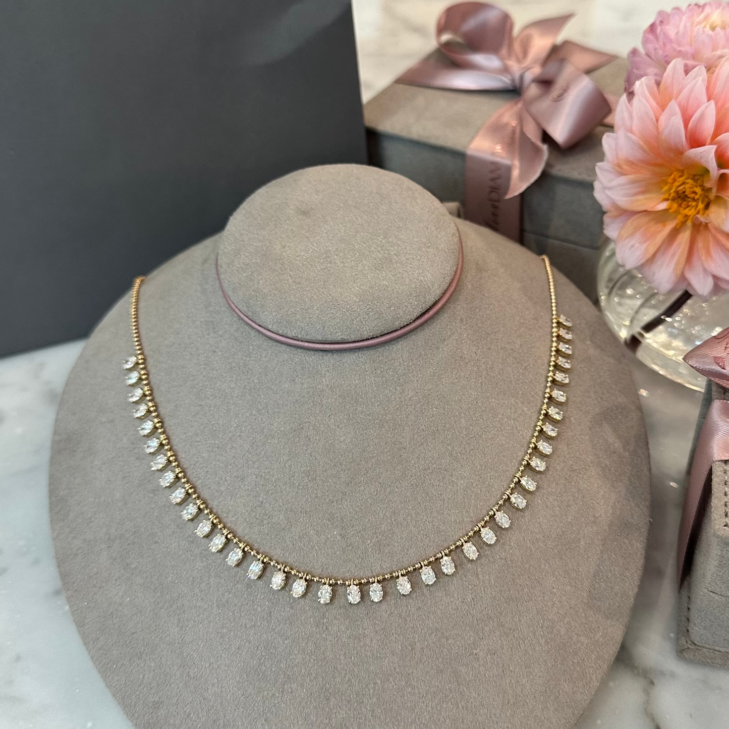 Oval DewDrop Diamond Necklace