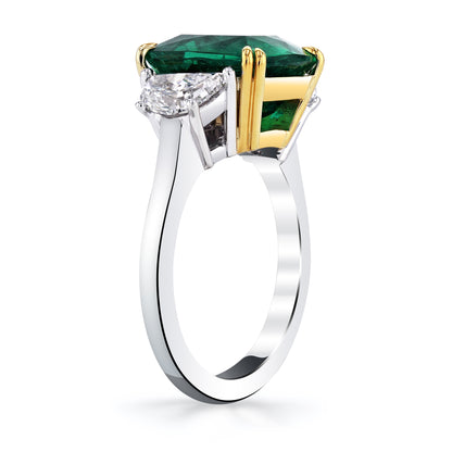 6 Carat Cushion Cut Emerald Diamond Ring