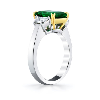 3.2 Carat Emerald Cut Zambian Emerald Ring